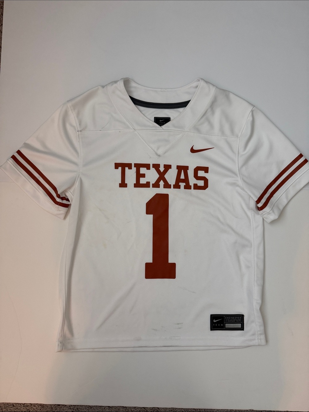 Nike White & Burnt Orange Texas Football Jersey